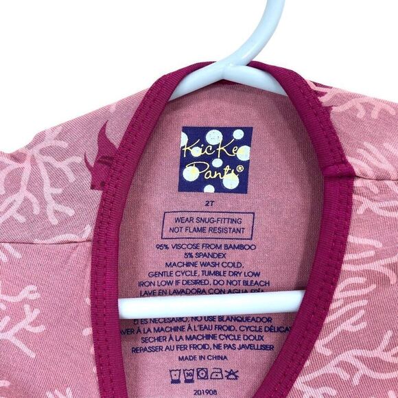 KicKee Pants‎ bamboo pajama set top and bottom Size 2T coral fish print - Picture 3 of 7